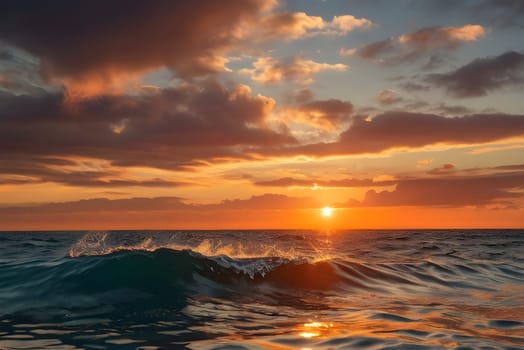 Beautiful sea waves in sunset