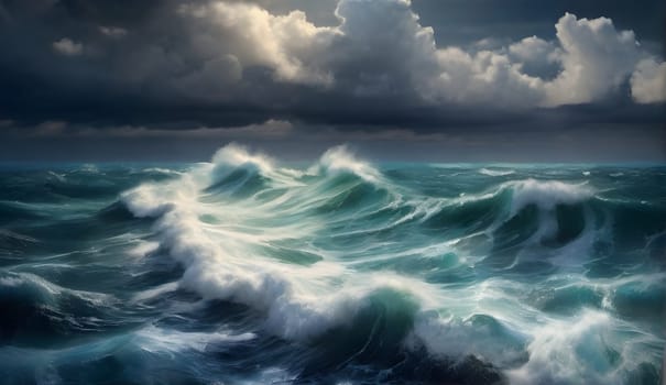 Beautiful sea waves in sunset
