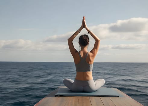 Woman naking yoga at the beach