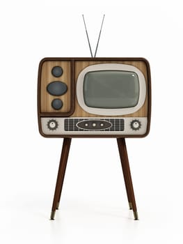 Old analogue television isolated on white background. 3D illustration.