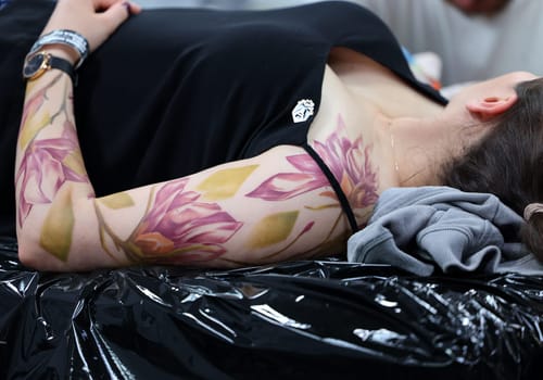 Krakow, Poland -  June 12, 2022: Unidentified  participant at 15th Tattoofest Convention in Cracow. One of the most prestigious tattoo festivals.