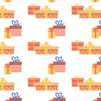 Holiday presents seamless pattern. Gift giving season illustration. Vector Holiday celebration seamless texture for gifts wrapping paper, packaging, backgrounds. Vector illustration
