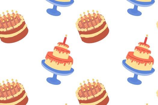 cartoon cakes sweet desserts background. Vector illustration isolated.