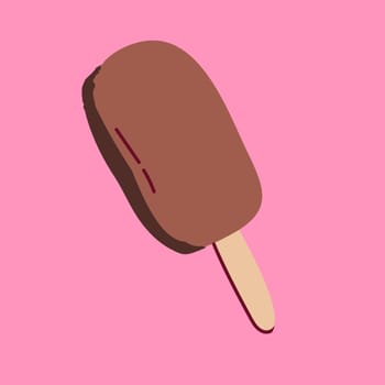 chocolate ice cream vector icon on pink background. Vector illustration suitable for notebook covers, greeting card, poster, banner, wrapping paper.