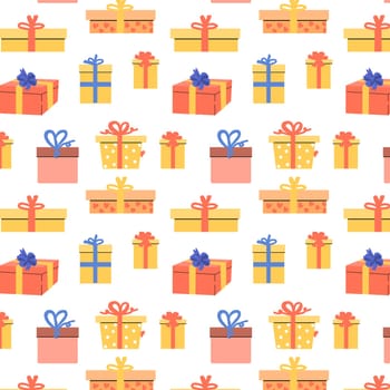 birthday anniversary xmas holiday seamless background with box. Vector illustration
