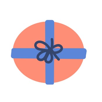 round box for anniversary, holiday icon top view. Vector illustration isolated. Round cartoon pink gift box.