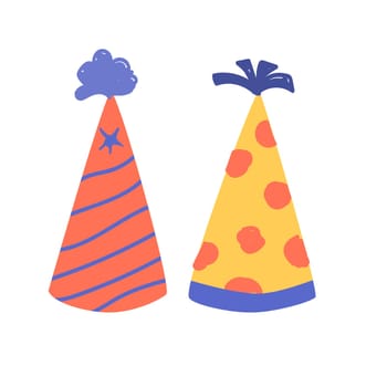 Birthday hat vector set design in cartoon style. Vector illustration