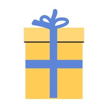 yellow box isolated icon with blue bow. Vector illustration suitable for greeting card, banner, celebration design.
