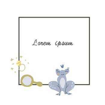 princess frog celebration design or cover template. Vector illustration on white background.