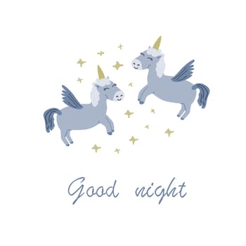 cute unicorn baby poster design. Vector illustration isolated. Can used for textile background, covers, posters.