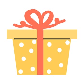 yellow box isolated icon with orange bow. Vector illustration suitable for greeting card, banner, celebration design.