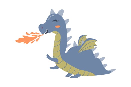 cute cartoon dragon fairy cartoon character. Vector illustration isolated.