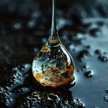 falling drops of water on a black background. concept of protecting natural resources and environmental pollution problems, copy space