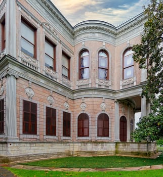 Beykoz Mecidiye Kasri, or Mecidiye Pavilion, an Ottoman palace built in 1845 to be presented to Sultan Abdulmecid by Mohamed Ali Pasha, Governor of Egypt, suited in Beykoz district, Istanbul, Turkey
