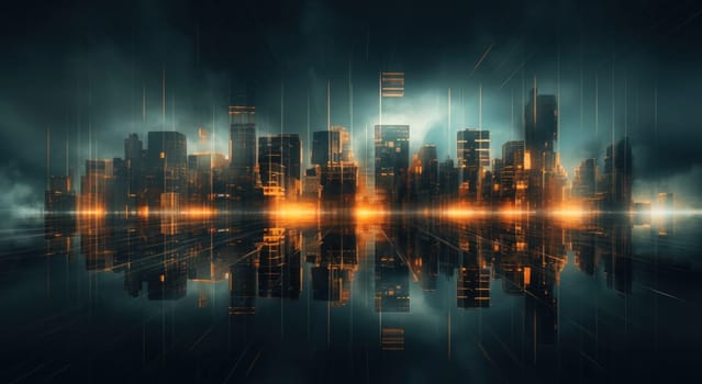 business and finance.abstract business background with buildings and people in motion.future digital space, motion blur.