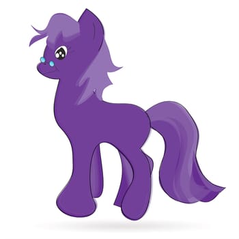 Illustration of walking cute violet pony