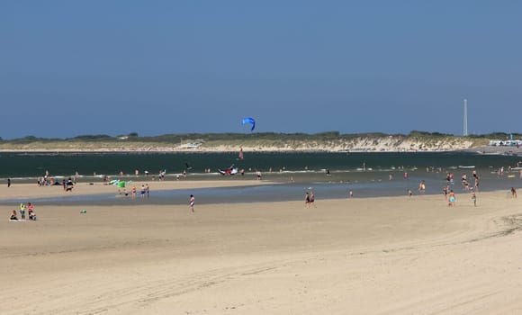Brouwershaven, Netherlands July 14, 2018: The North Sea coast on the Brouwersdam