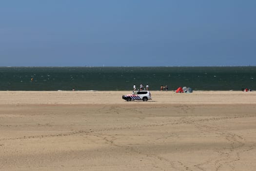 Brouwershaven, Netherlands July 14, 2018: The North Sea coast on the Brouwersdam
