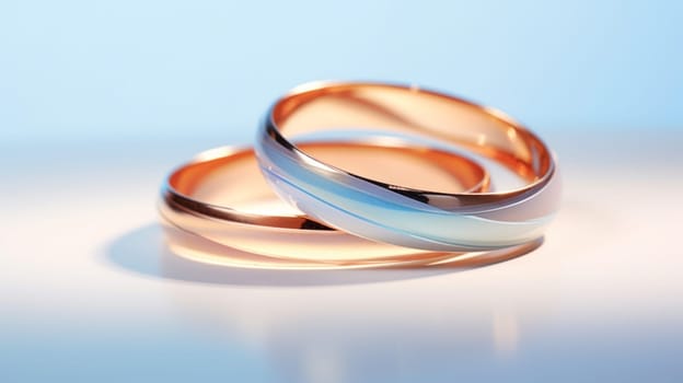 Gold and silver wedding band. Created using AI generated technology and image editing software.