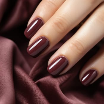 Burgundy elegance in nail art. Created using AI generated technology and image editing software.