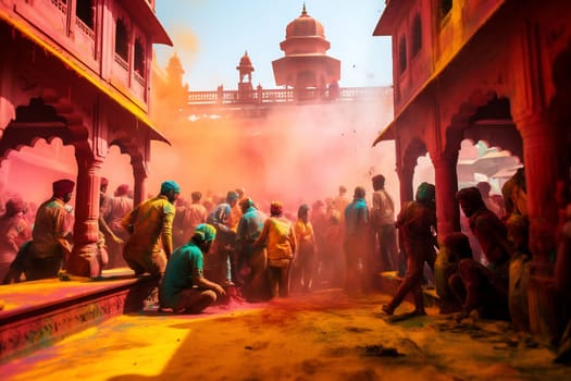 Persons with a enjoying Holi festivities.