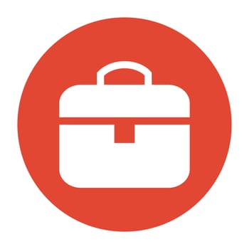 Simple round red Button with white Icon showing Suitcase or Job