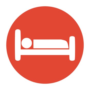 Simple round red Button with white Icon showing Bed