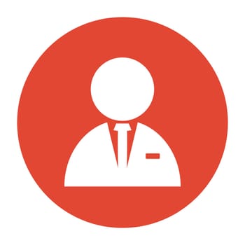 Simple round red Button with white Icon showing Business Man