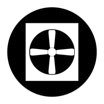 Simple round black Button with white Icon showing Ventilation or Heat Pump