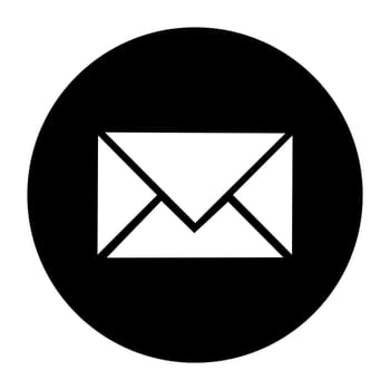 Simple round black Button with white Icon showing Contact or Letter
