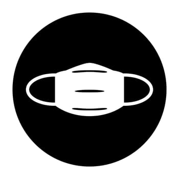 Simple round black Button with white Icon showing Mask
