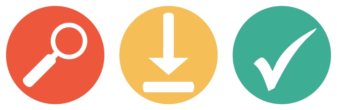 Button Banner red orange green showing: Search and find Download