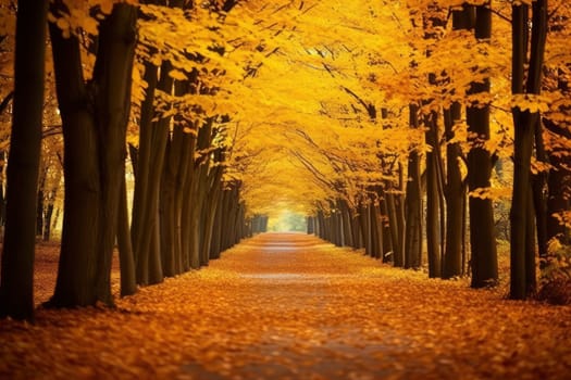 Autumnal Splendor on a Tree-Lined Avenue. High quality photo