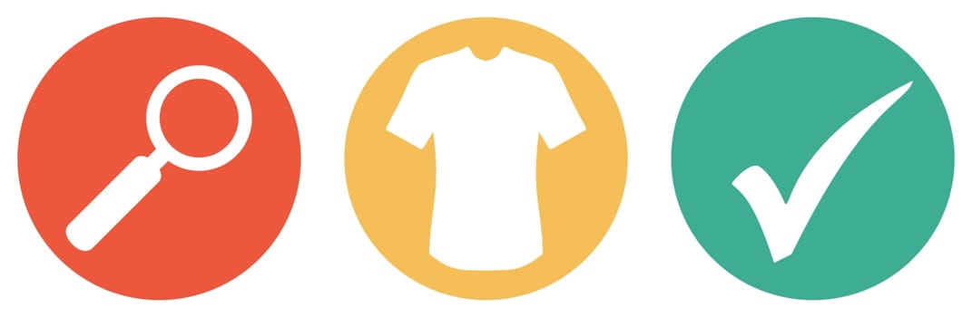 Button Banner red orange green showing: Search and find Clothes