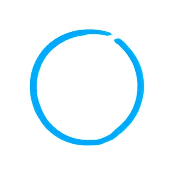 Sketch of empty hand drawn circle made with blue pencil