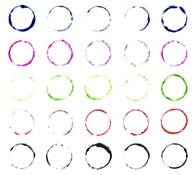 Collection of 25 hand painted brush or stencil circles