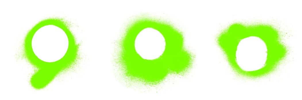 Set of 3 green graffiti circles