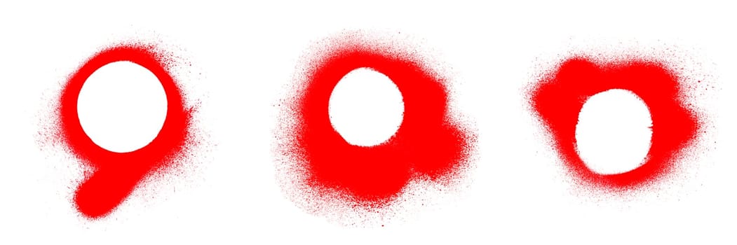 Set of 3 red graffiti circles