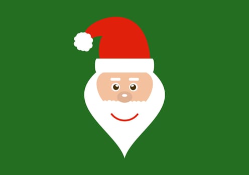 Friendly santa on green christmas background