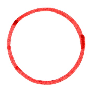 Sketch of empty hand drawn circle made with red pencil