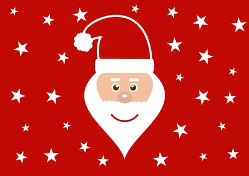 Friendly santa on red christmas background