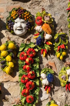 Vintage ceramic decorative vegetables sculpture collection in south of Italy - Sicily