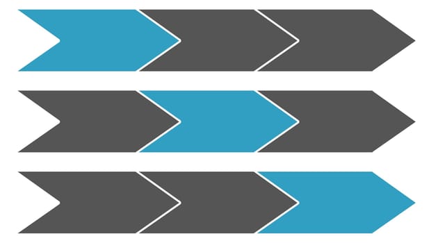 Blue grey arrow banner showing 3 steps