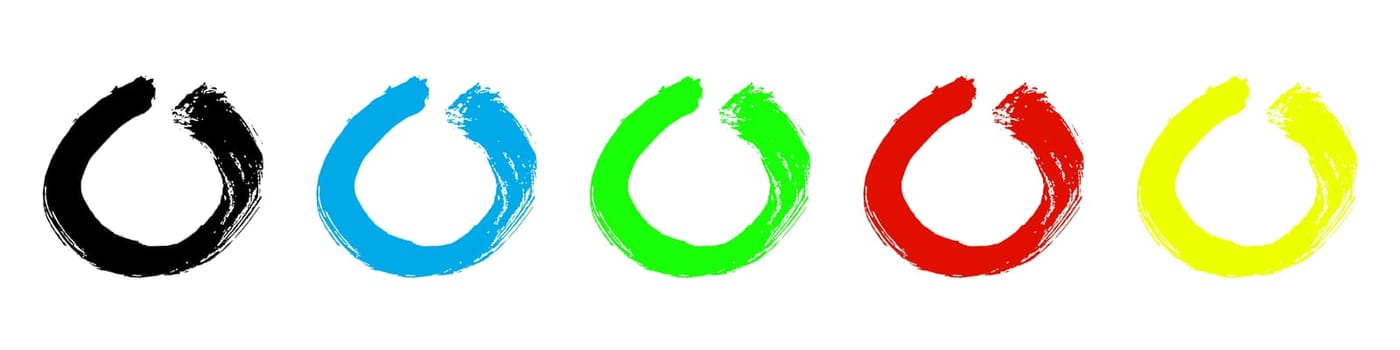 Hand drawn circles: Black, blue, green, red and yellow