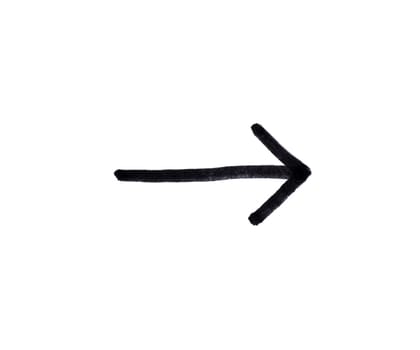 Arrow showing right painted with black pencil