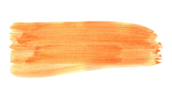 Orange watercolor brushstroke on white background with copy space