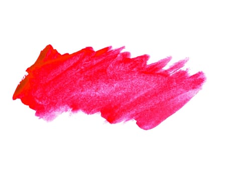 Red dirty watercolor brushstroke on white background with copy space