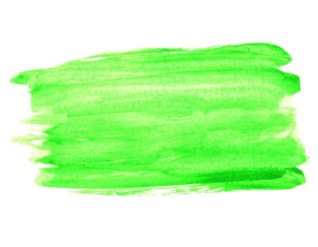 Green watercolor brushstroke on white background with copy space