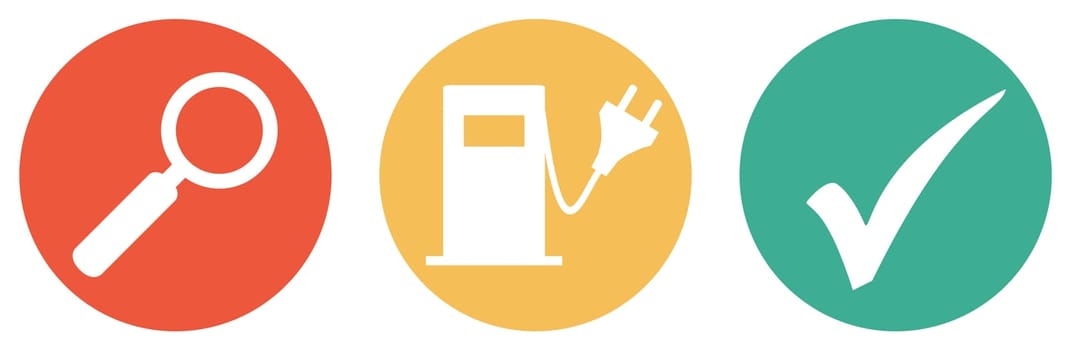 Button Banner red orange green showing: Search and find Charging Station