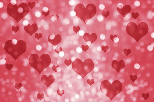 Red background with light dots and hearts